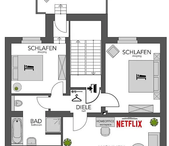 Superior Mit Tropical Feeling L 2 Schlafzimmer Nahe L Messe L Flughafen L Hbf Apartment Duisburg